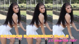 Rainbow Rubberband Curly Wig Install| Amandahairs