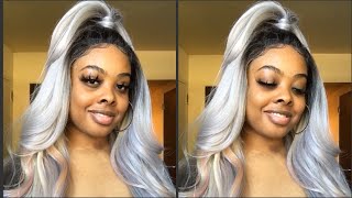 Janet Collection Color Me Pretty Lace Front Wig Review| Ombre Gray Rainbow Lace Wig