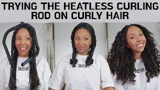Heatless Curls On Curly Hair! Does It Work?? Curling Rod/ Robe Curls | Biancareneetoday