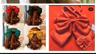 How To Make Korean Style Hair Bow Red Color Hair Bow Cutting And Stitching
