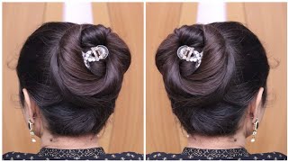 Simply ! Stylish Hair Bun With Clutcher | Bun Hairstyles For Long Hair | Juda Hairstyle For Ladies