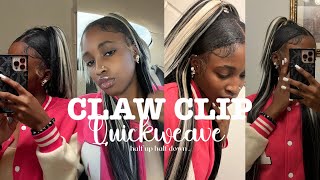 New Trend  Trendy Claw Clip Half Up Half Down Quick Weave Tutorial *Do My Christmas Hair With Me *