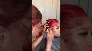 Updos Hit Every Time! Red Lace Frontal Wig In A Messy High Pony #Shorts #Celiehair