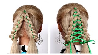 Christmas Hairstyle For Kids With Ribbon