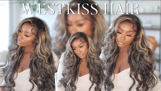 Super Prettyprehighlighted Piano Honey Blonde Wig With Dark Roots Review+Tutorial|Westkiss Hair