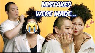 Korean Husband Tries To Shave And Style My Curly Natural Hair