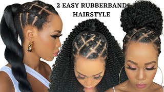 2 Quick & Easy Rubber Band Hairstyles On  Natural Hair / Tutorials / Protective Style / Tupo1