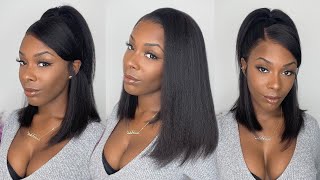 Wow  You Would Have Though This Was My Real Hair | Bossy Bob Kinky Straight Wig