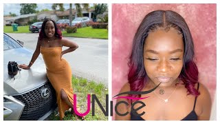 Watch My Stylist Melt My Wig!! Ombre 99J Burgundy Lace Closure Ft. Unice Hair Amazon | Tammie