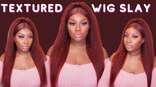 *Hot Color* Kinky Straight Auburn 33B Frontal Wig Install Ft Beauty Forever