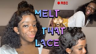How I Melt My Deep Curly Lace Frontal Wig | Ft Amazon Hair || Beginner Friendly