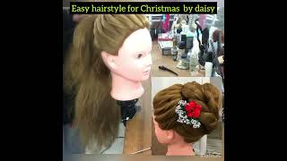 Easy Christmas Hairstyle For Beginners/Girls #Shorts