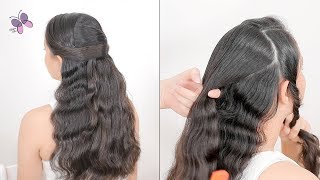 Half-Up Heatless Graduation Hairstyle For Long Hair | No Braids Hairstyle