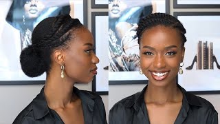 Simple Flat Twist Low Bun Hairstyle For 4B 4C Natural Hair