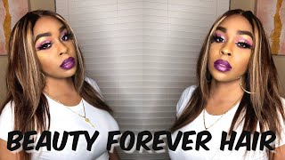 Honey Blonde Ombre Highlight Lace Closure Wig | Beauty Forever Hair | Lindsay Erin