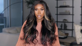 180% Density Peekaboo Blonde Highlighted Middle Part Wig Review+Install |Hurela Hair