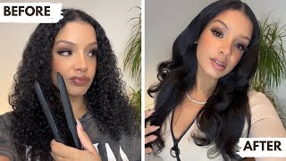 How To Roller Set Your Natural Hair  At Home Tutorial | Curly To Straight Routine | Overnight Care