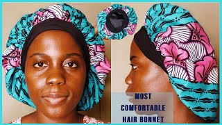 How To Make Satin Bonnet Without An Elastic Band | Most Comfortable Bonnet For Sleep || 4C Hair Tips