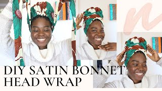 Diy Satin Bonnet Head Wrap|Diy Satin Bonnet For Natural Hair | Ankara Satin Bonnet