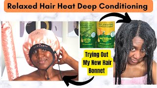 How I Use My New Hair Bonnet To Deep Condition My Relaxed Hair |Heat Deep Conditioning Hair Benefits