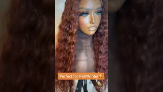 Reddish Brown Glueless 4X4 Closure Water Wave Wig . Perfect Fall Color