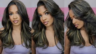 Beautiful Pre-Colored Highlight Body Wave Wig  Full Wig Install + Body Curls & Layers|Hermosa Hair