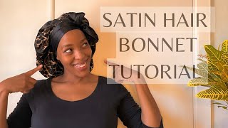 How To Make A Satin Hair Bonnet Without Elastic | No Elastic Satin Bonnet Diy.