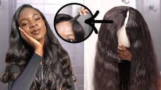 How To: Very Minimal Leave Out V Part Wig| Most Natural, How To Blend & Use Less Leave Out