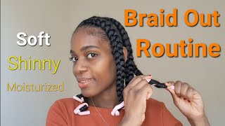Braid Out Routine On Natural Hair With Flexi Rods Defined, Moisturized| Afro To Curly Hair Overnight