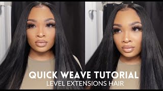 (Very Detailed) How To Do A Middle Part Quick Weave With Natural Leave Out ( Using Tape In Method)