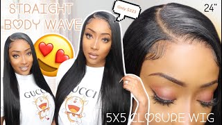 Affordable 5X5 Straight Body Wave Wig | Ft. Arabella Hair