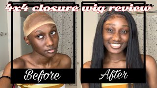 First Ever Wig Install *Ali Express Wig Review* | 4X4 Closure Wig Install Tutorial