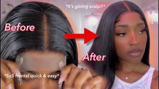 " Detailed" Easy 5 Minutes Silky Straight Wig Install  | Ali Grace Hair