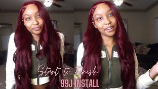 Trying Something New, I'M In Love | Burgundy 99J Wig Install Start To Finish