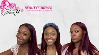 Amazon Beauty Forever T Part Lace Wig Ft. Beauty Forever| 99J Straight Wig| Raeeufsunshineee