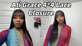 Super Soft Hair  From Ali Grace Hair| Installing A 4*4 Closure Into A Bang| Must Watch