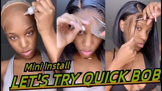 Let'S Try Natural Hair! Lace Frontal Bob Wig Side Part Installation | Arabella Hair Review