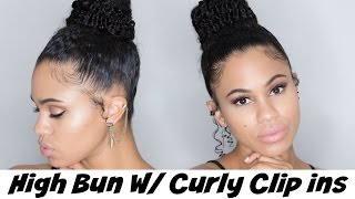 High Bun Tutorial Using Hergiven Hair Curly Clip Ins