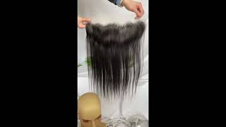 13X4 Hd Transparent Lace Frontal  Brazilian Remy Hair Straight  Nature Color With Bleached Knots