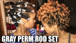 Gray Perm Rod Set On Short/Medium Natural Hair | Hazel Goddesss