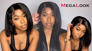 10 Inch Straight Bob Wig | Hd Lace Front Wig Install | Megalook Hair