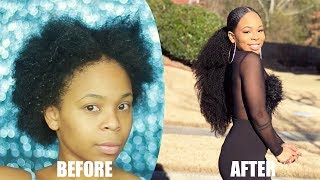 How To Sleek Invisible Ponytail On Short Natural Hair | Better Length Clip Ins