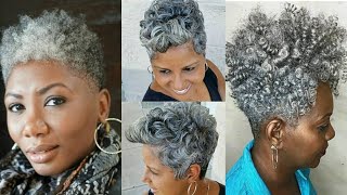 Best Salt And Pepper Natural Hairstyles For Women Over 40 | African American Short Hairstyles
