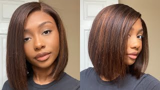 Super Easy Glueless Lace Closure Install | Side Part Bob Wig | Ft. Luvme Hair
