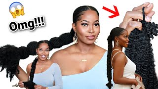 No Feed In Long Sleek Braided Ponytail + Bubble Ponytailextended New Method Type 4 Natural Hair