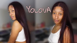24 Inch T-Part Burgundy Wig Instal || Ft. Yolova Hair