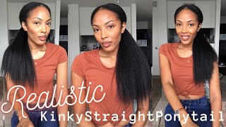 The Most Realistic Kinky Straight Synthetic Ponytail | Drawstring Ponytail