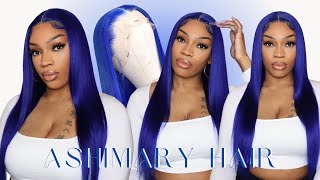 Bold Blue  Pre-Colored Install 13X4  Blue Wig Ft. Ashimary Hair