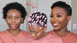 Easy Short 4C Hairstyle | Perm Rod Set On Natural Hair