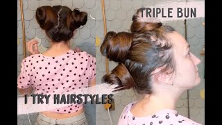 Combing Wet Hairtwo Buns, Ponytail, Triple Bun